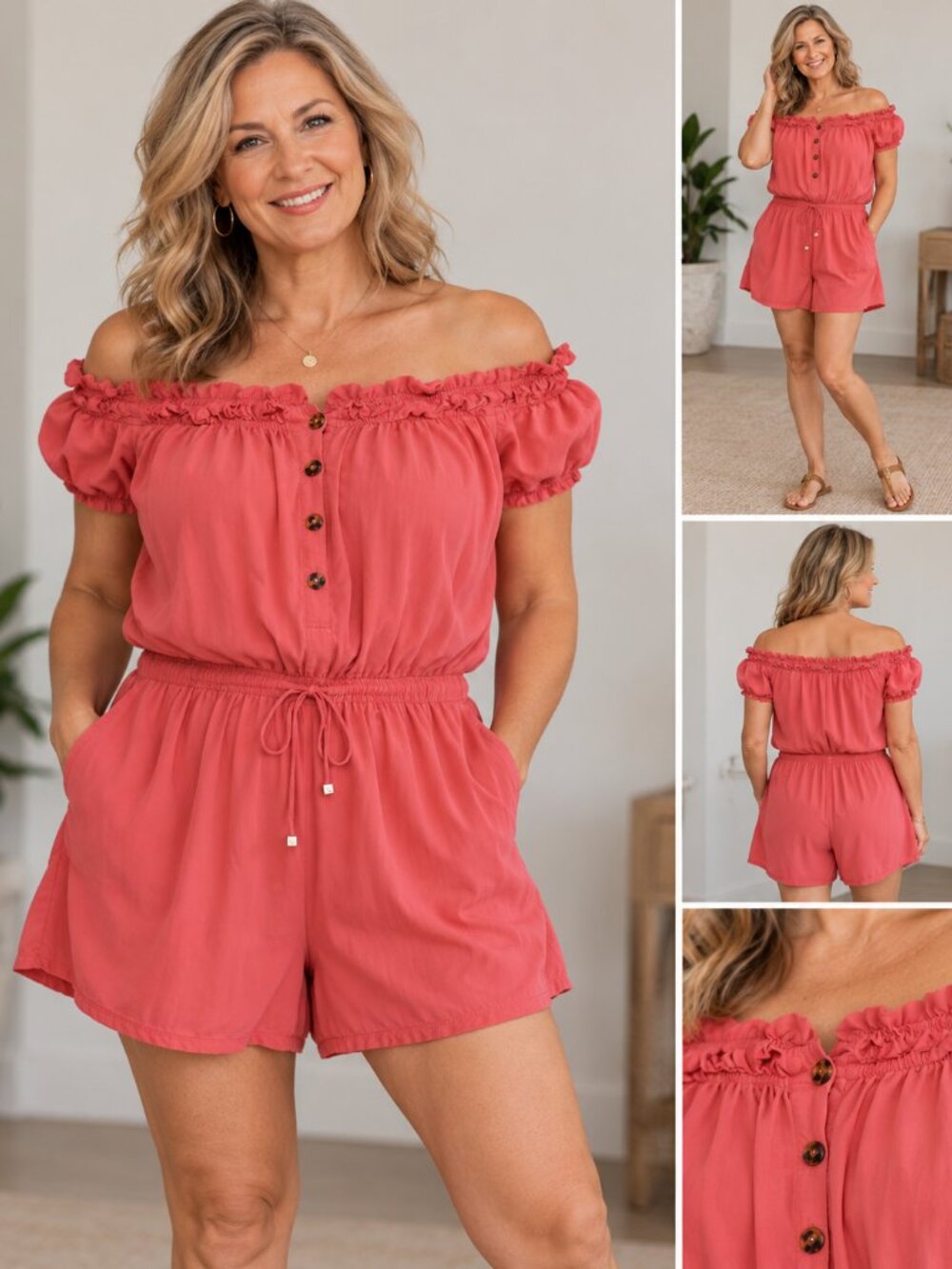 Kate Spade New York Pink Romper Swim Cover Up Heart Buckle Off Shoulder S S43849